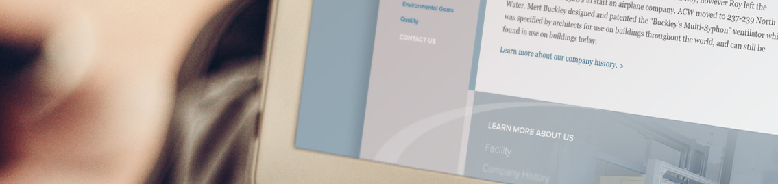 Slice of a laptop displaying the Buckley Industries’ website on a tablet.